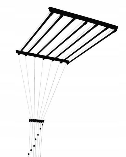 Suszarka Sufitowa 7x200 Łazienkowa Pranie 7 Prętów 200CM Czarna