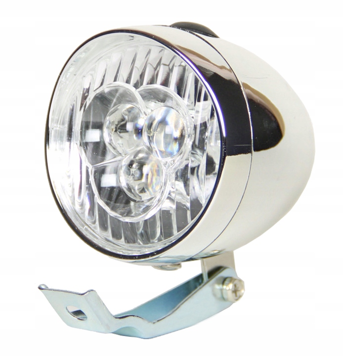 

Lampa przednia na widelec, srebrna, baterie