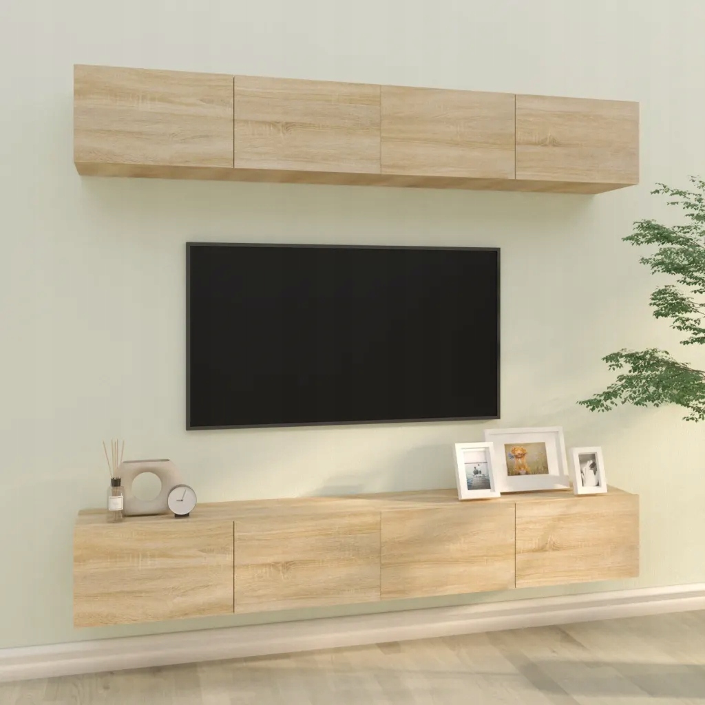 Nástěnné Tv skříňky 4 ks dub sonoma 100 x 30 x 30 cm Hnědá 3114192