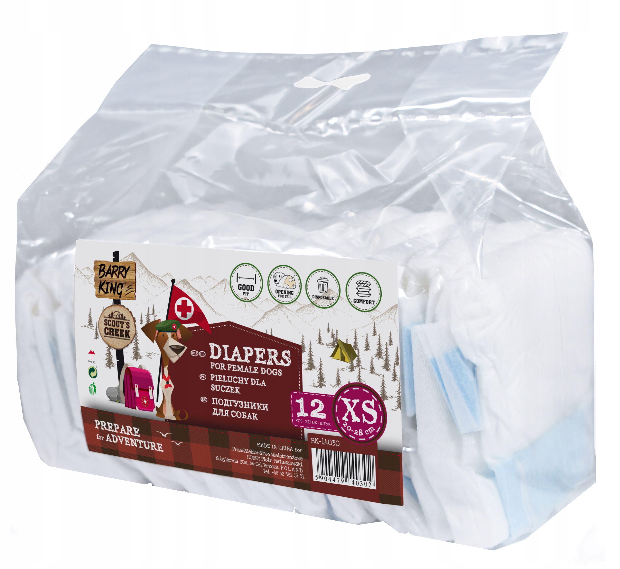 

Barry King pieluchy dla Suczek 20-28cm Xs 12szt