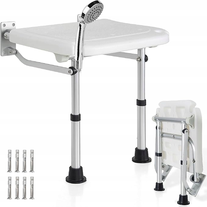 Siedzisko Prysznicowe krzesło stołek pod prysznic Składane Białe Wytrzymałe