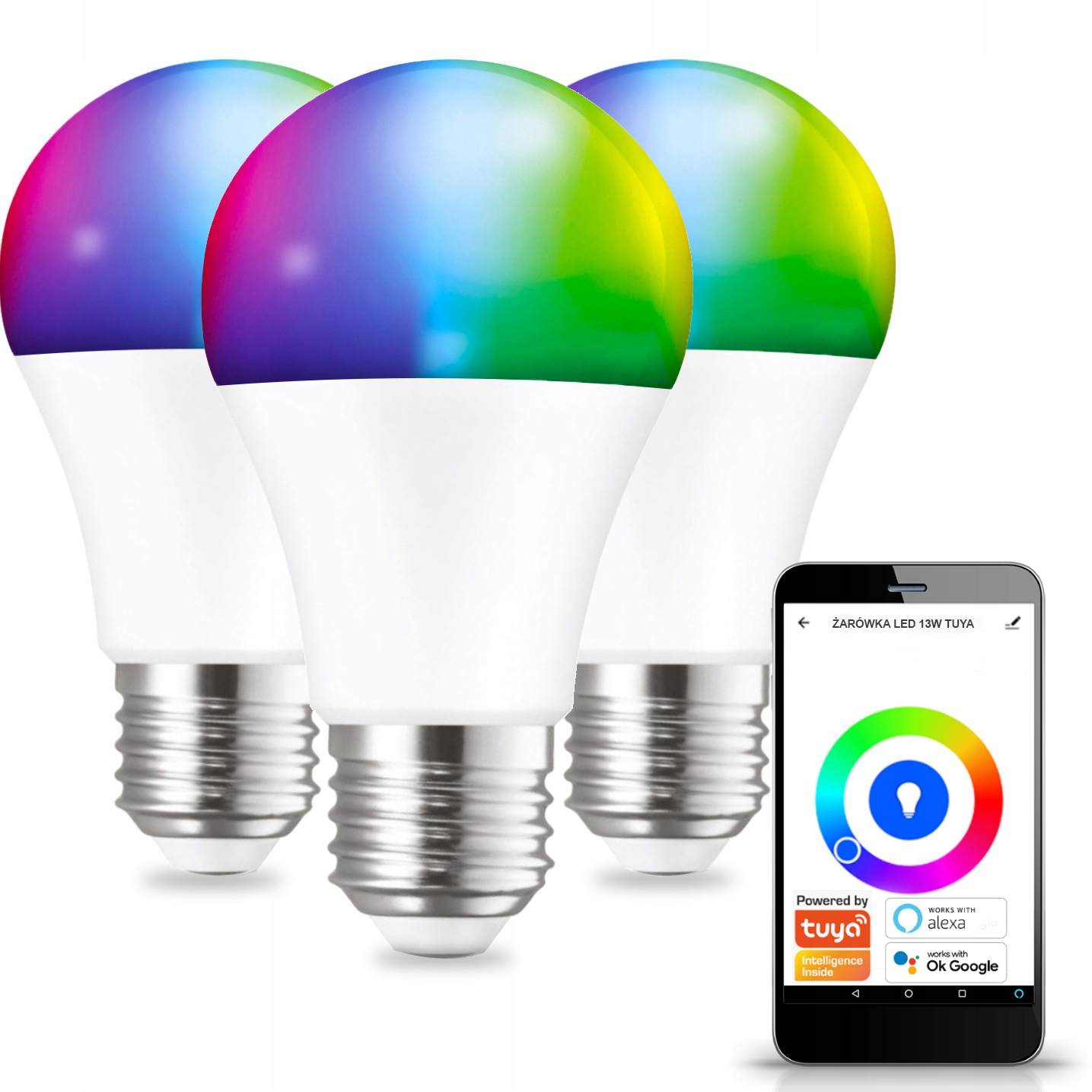 

3x Żarówka Led E27 13W Rgb Wifi Tuya Smart Life