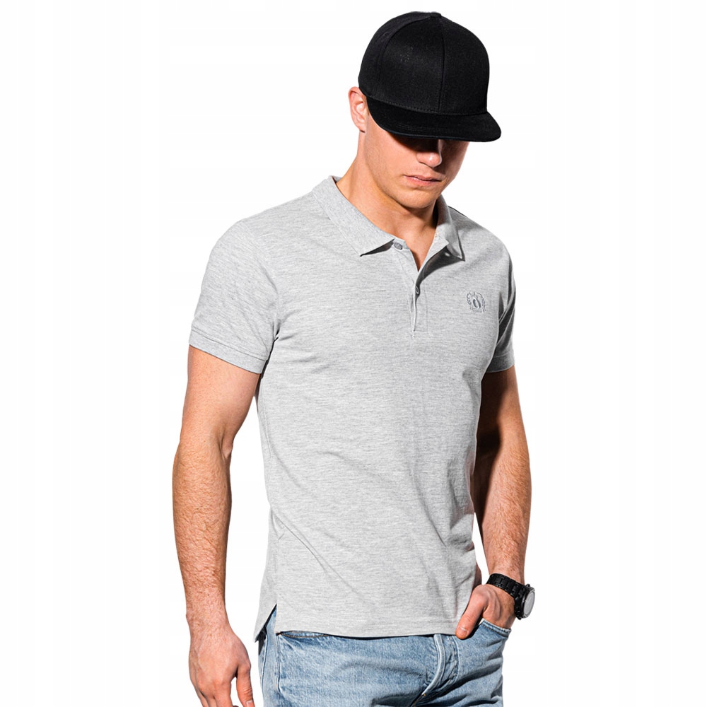 

Koszulka męska polo bez nadruku S1374 szary XL