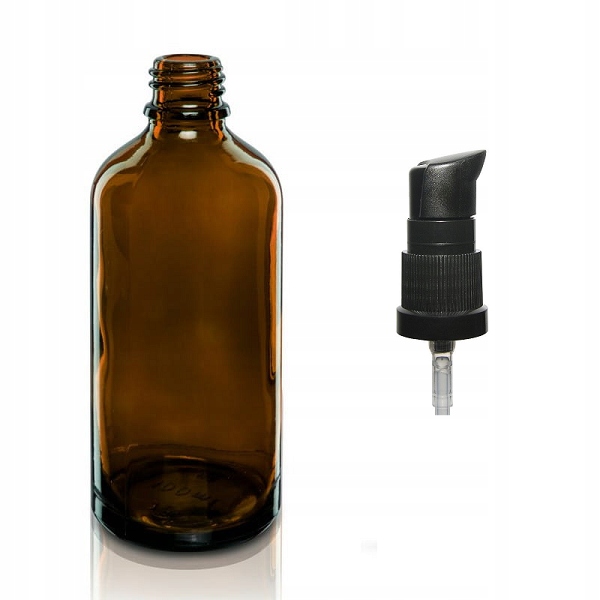 

Butelka Szklana brązowa 100ml Pompka czarna