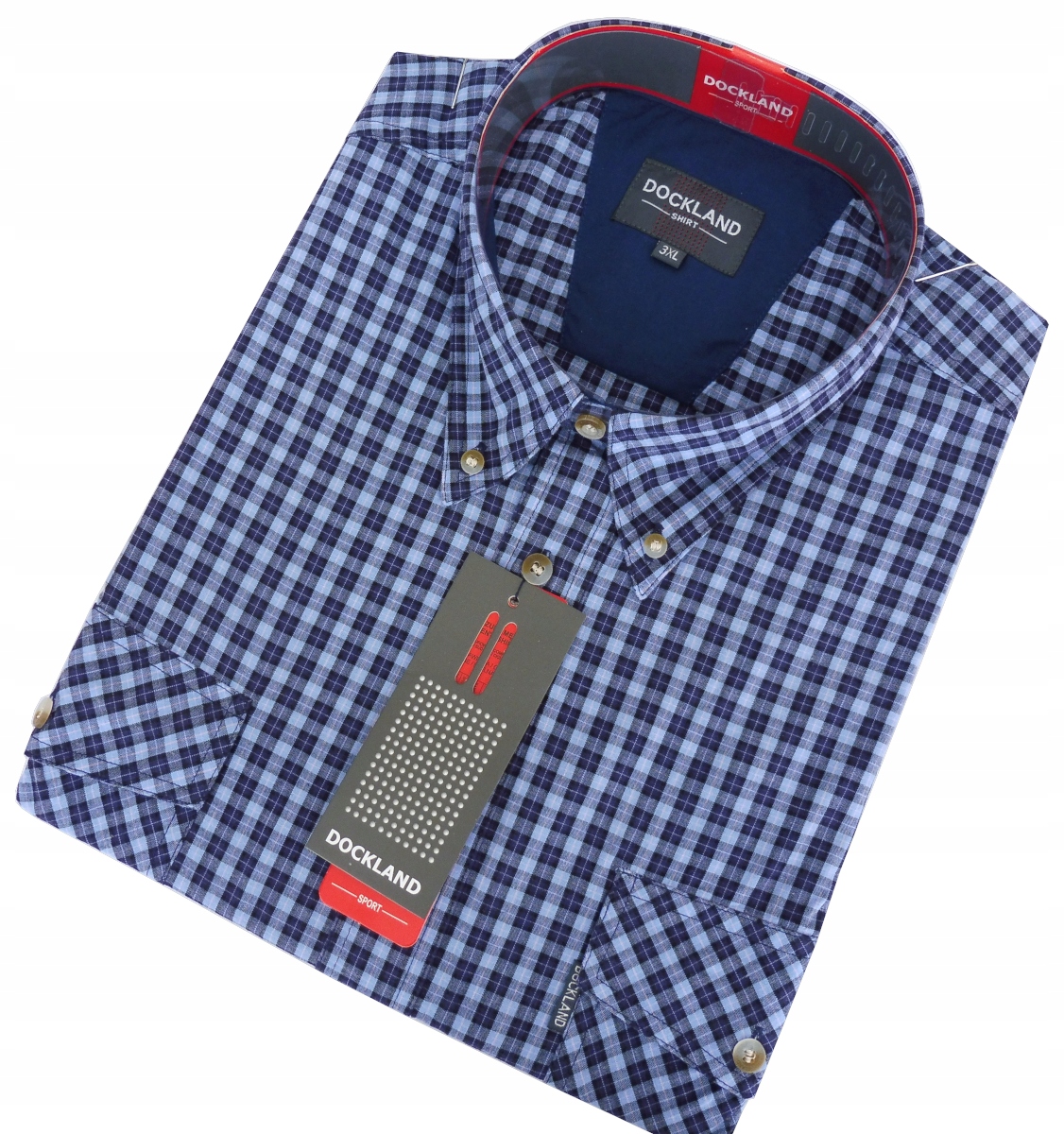 KOSZULA MĘSKA w kratkę DOCKLAND 3XL krótki rękaw Rozmiar 3XL