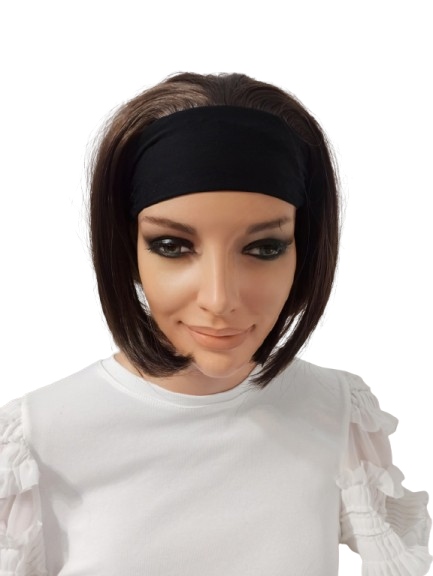 Paruka na čelence bob hnědá velikost S pro malé hlavy-Nessaja wigs