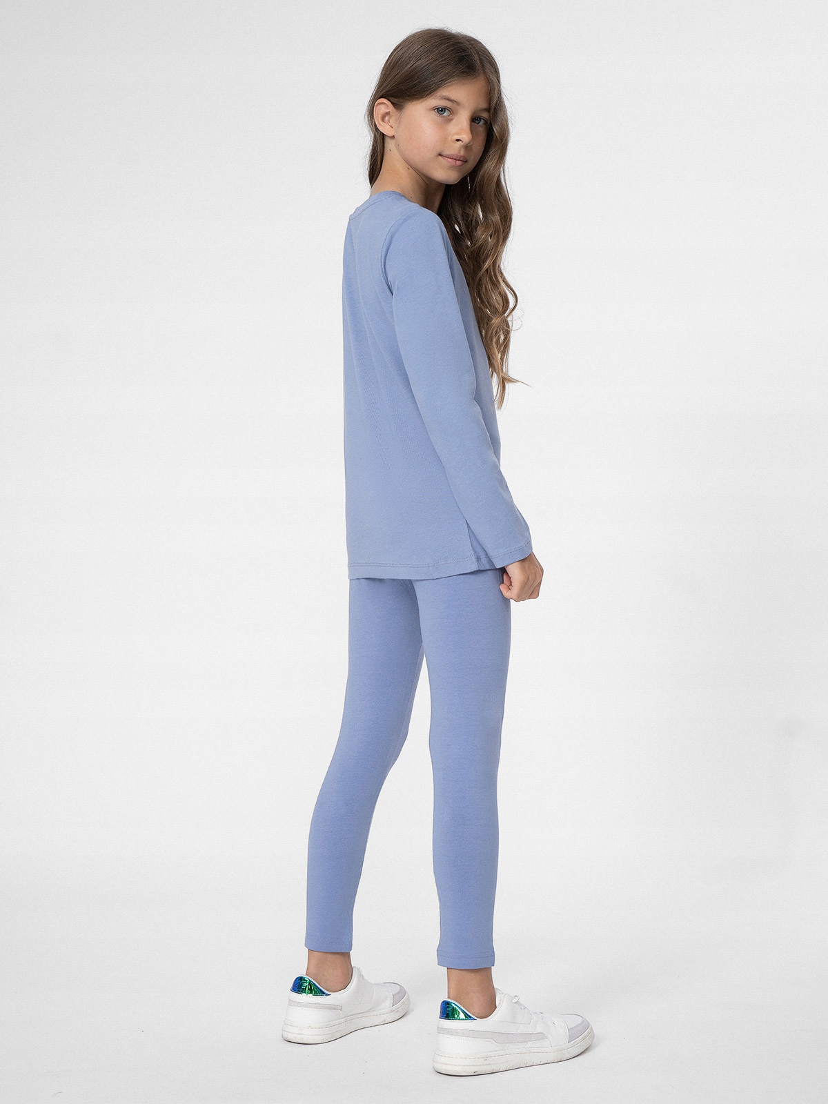 LEGGINSY spodnie DZIECIĘCE 4F JUNIOR TTIGF038 134 Kolor dominujący niebieski