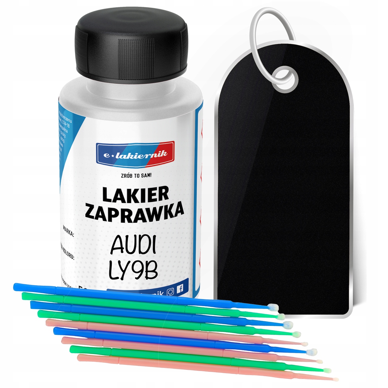 Lakier Zaprawkowy Zaprawka AUDI LY9B Brilliant Black + Pędzelek i Patyczki