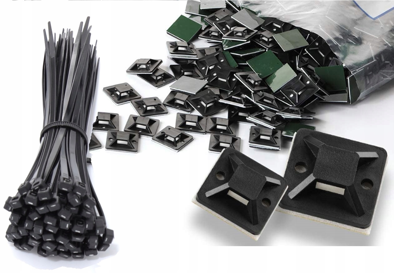 

100x Uchwyt Samoprzylepny Do Kabli Opaski 20x20