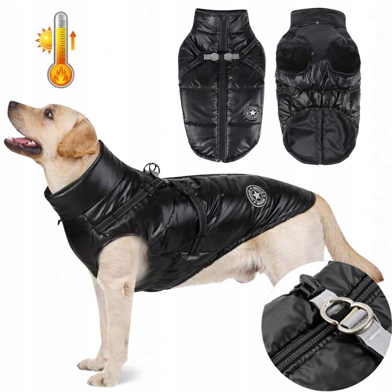 Levně Oblečení pro psa voděodolná bunda kubrak pro psa černá zimní podzimní