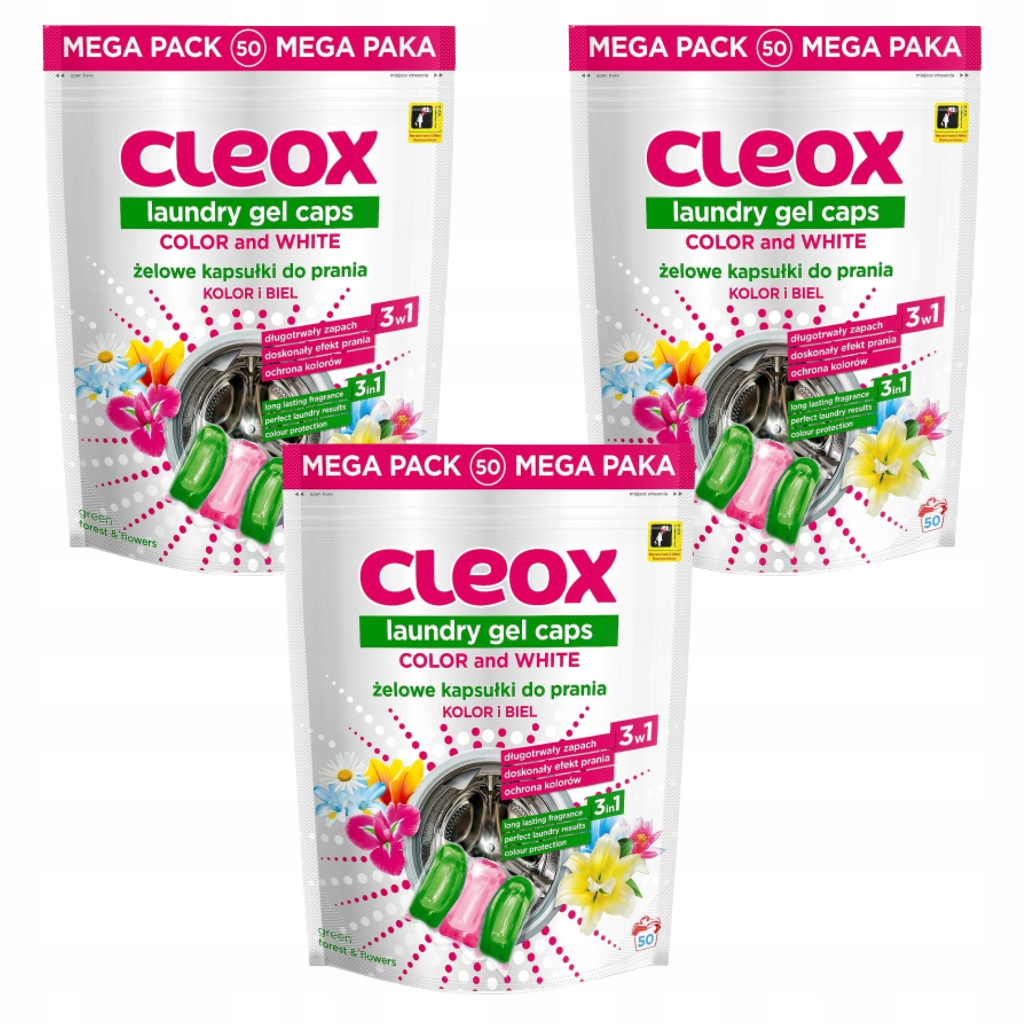 

3x Cleox laundry capsules 3 komorowe 50 szt
