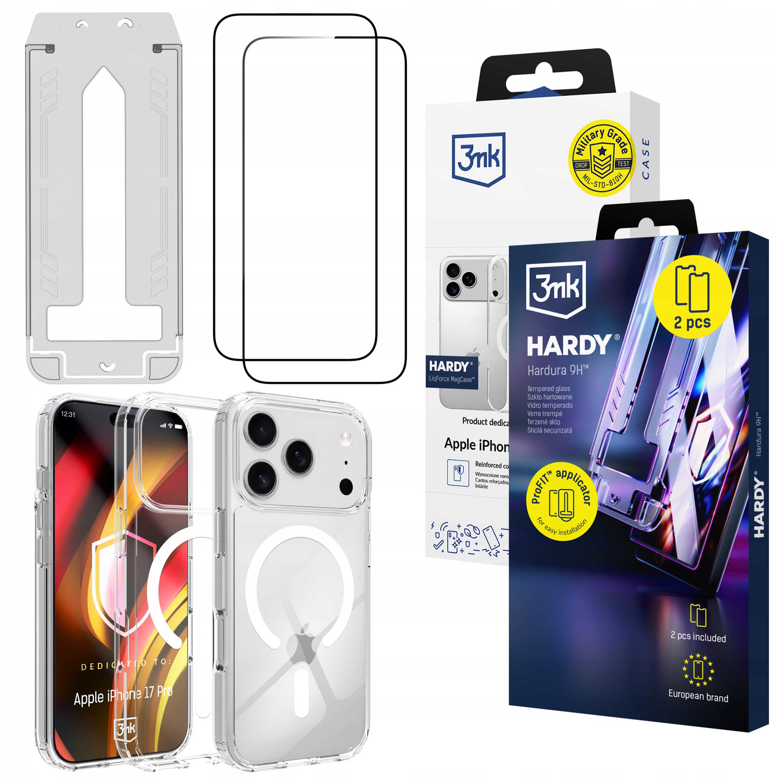 2x Szkło hartowane 9H pancerne etui case 3mk Hardy na Apple iPhone 17 Pro