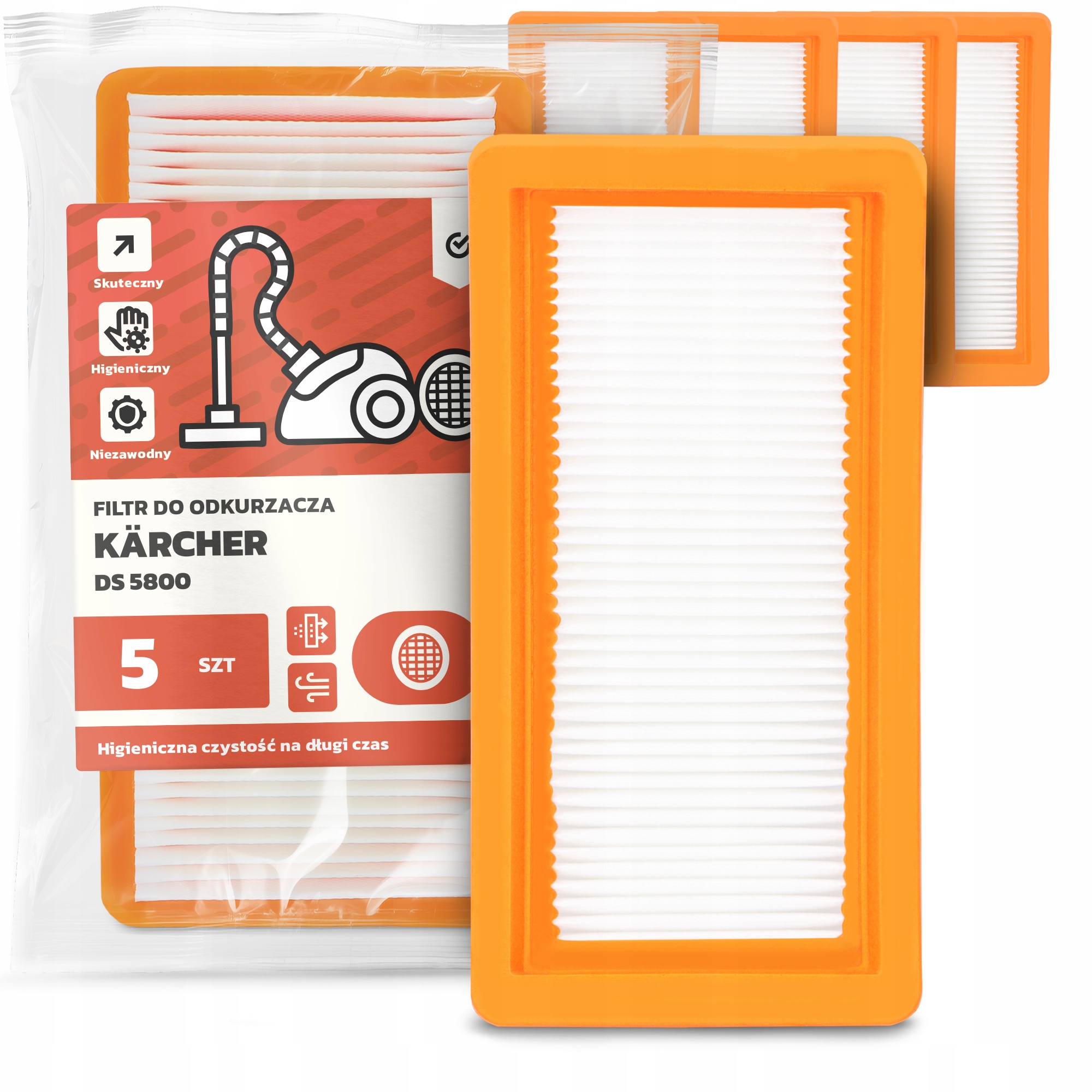 5x Filtr Do Vysavače Kärcher Ds 5800 Omyvatelný vzduch Silný Filtr Em-w