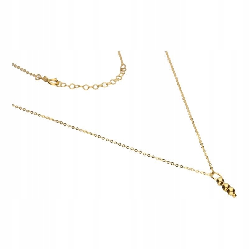 Zlatý náhrdelník 585, dlouhý přívěsek s kuličkami, nadčasový styl 45 cm