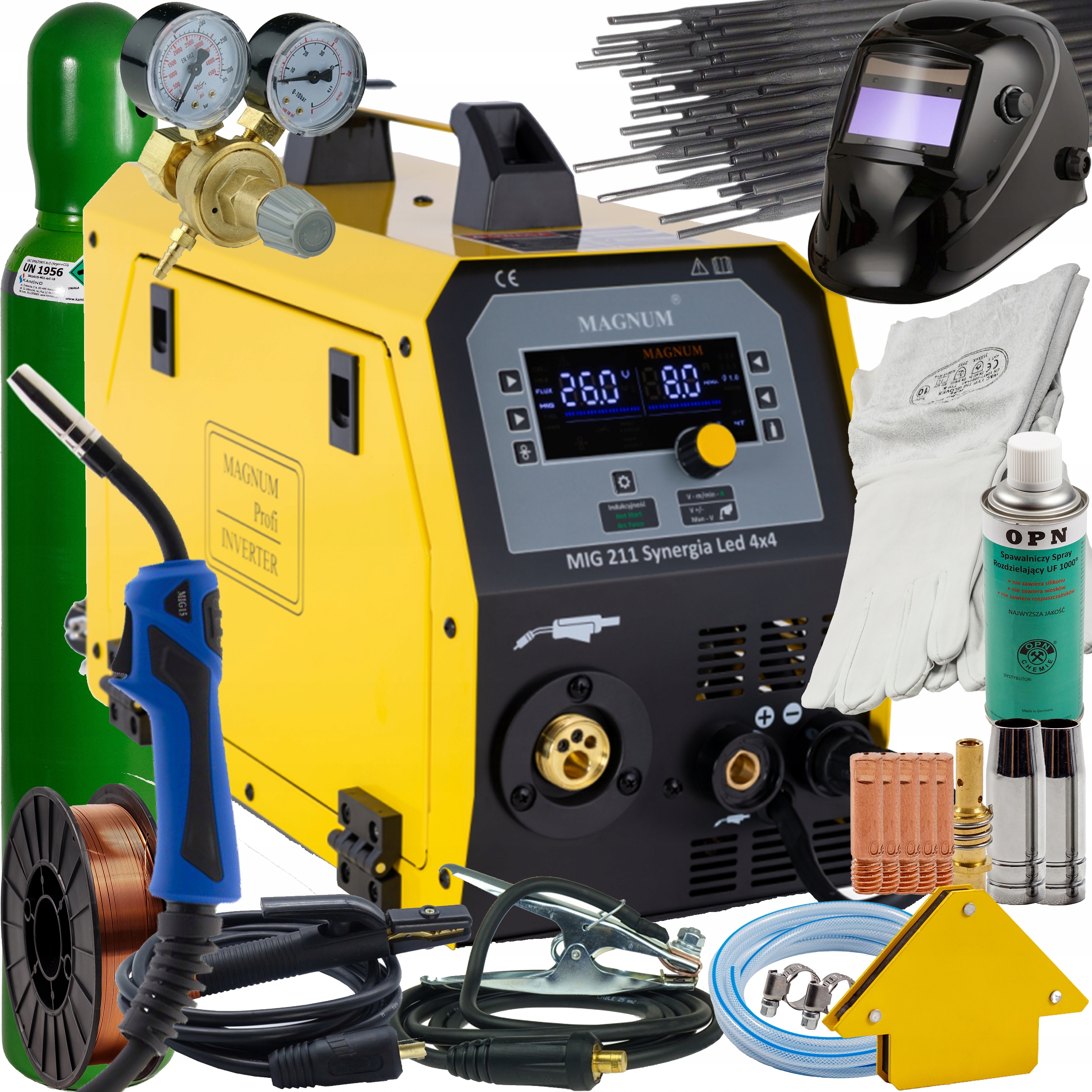 Svářečka Migomat 200A Magnum Mig 211 LCD Led Synergie Sada 1 4X4 Manuál