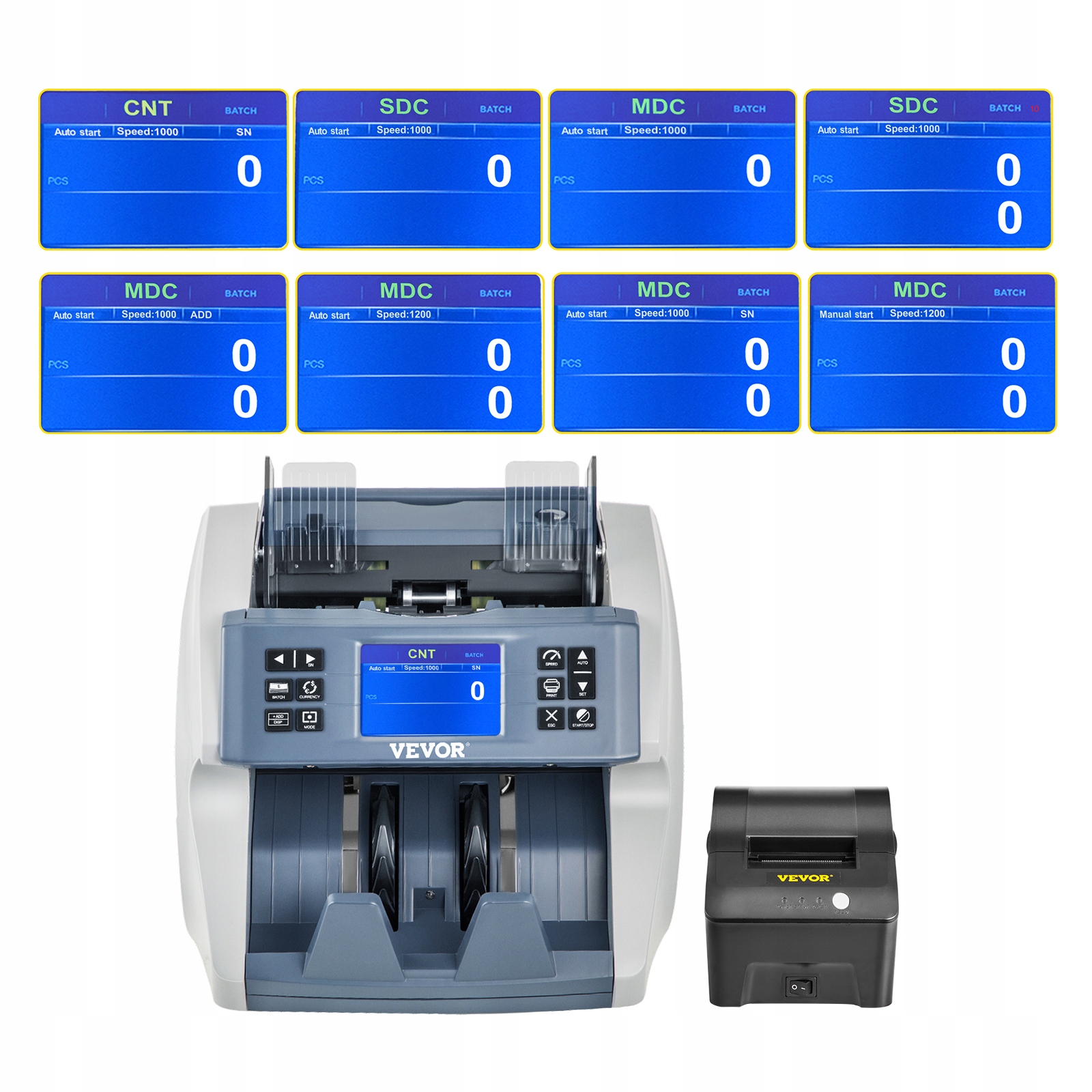 Liczarka Maszyna do liczenia pieniędzy z drukarką Marka Vevor