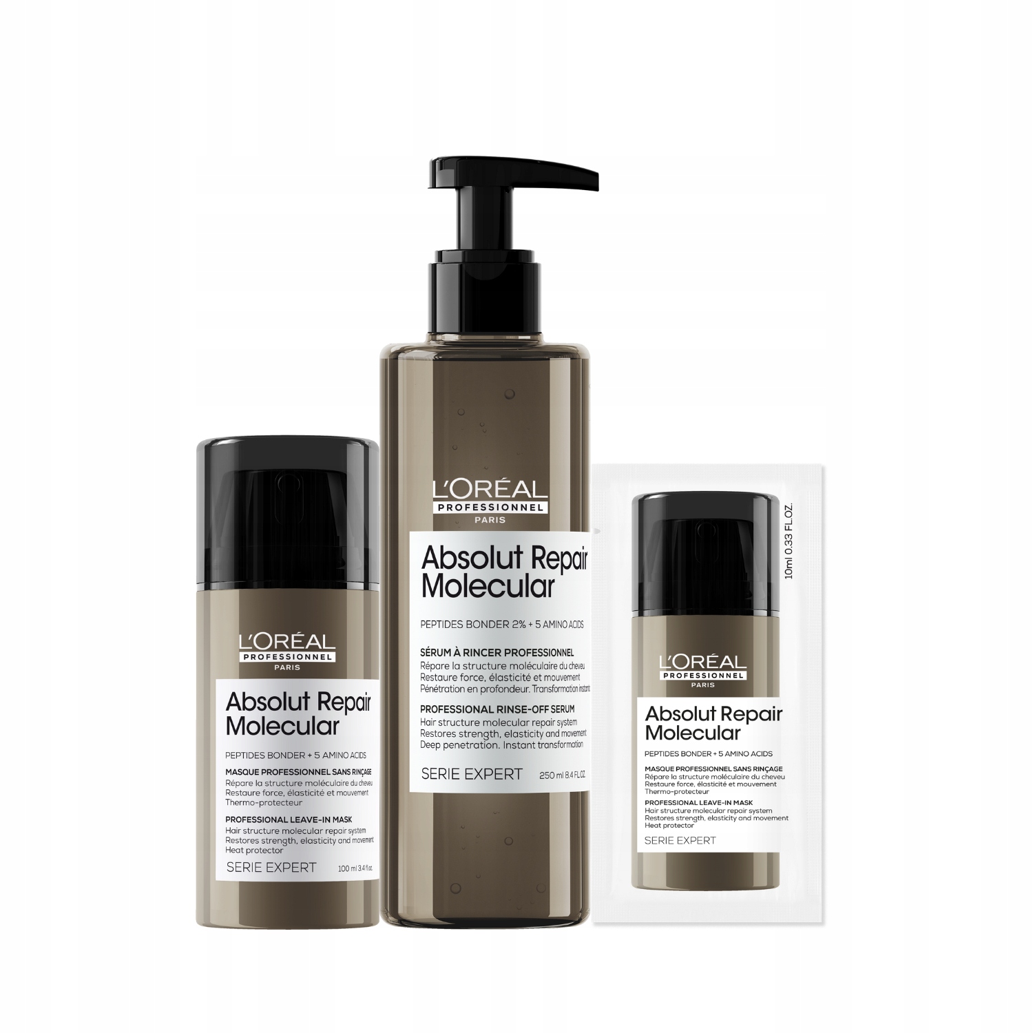 Loreal sada pro obnovu vlasů Absolut Repair Molecular: maska, sérum, sáčky