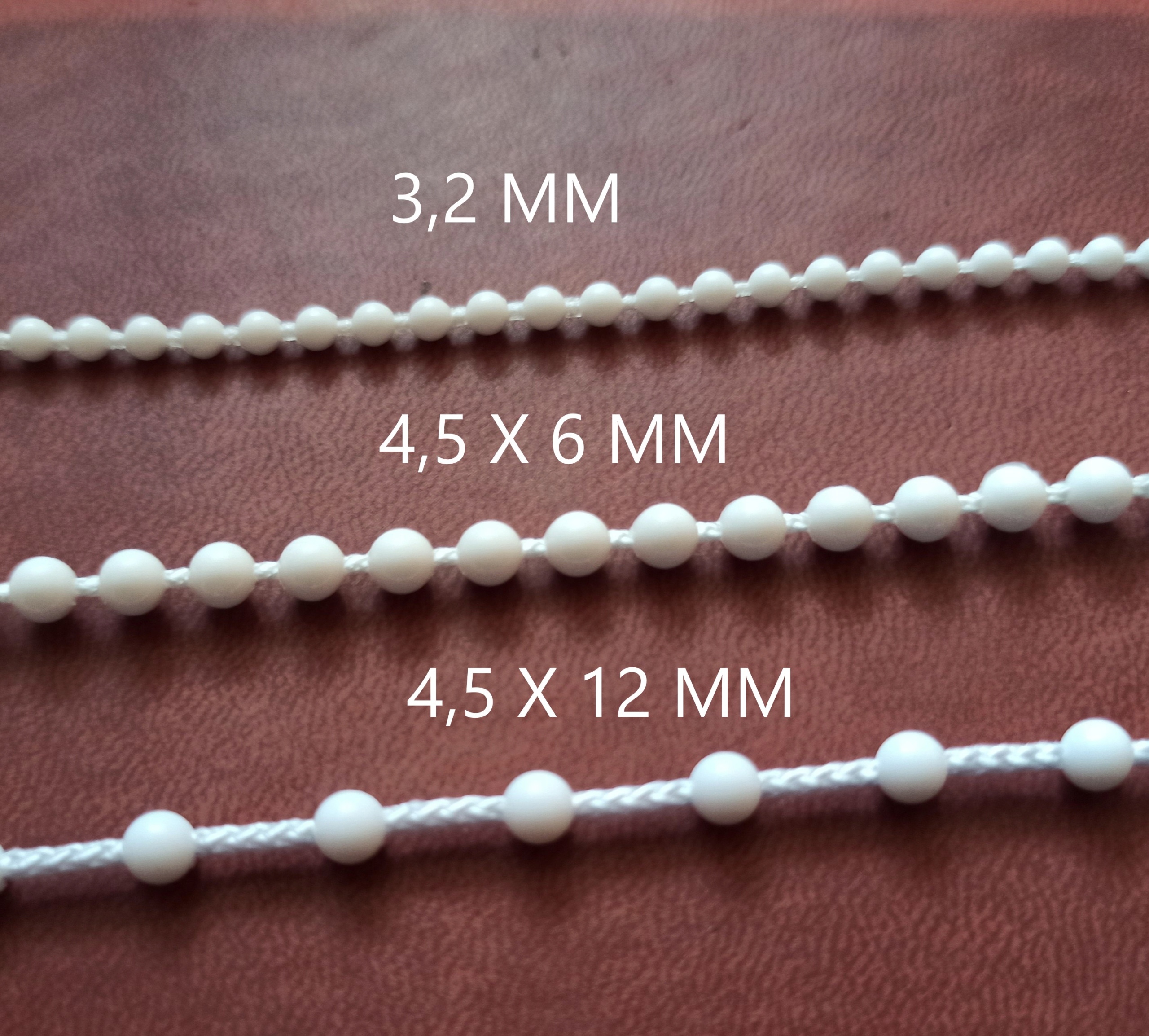 10 mb Łańcuszek kulkowy do rolet 3,2mm MINI UNI BIAŁY + łącznik łańcuszka Rodzaj łańcuszek