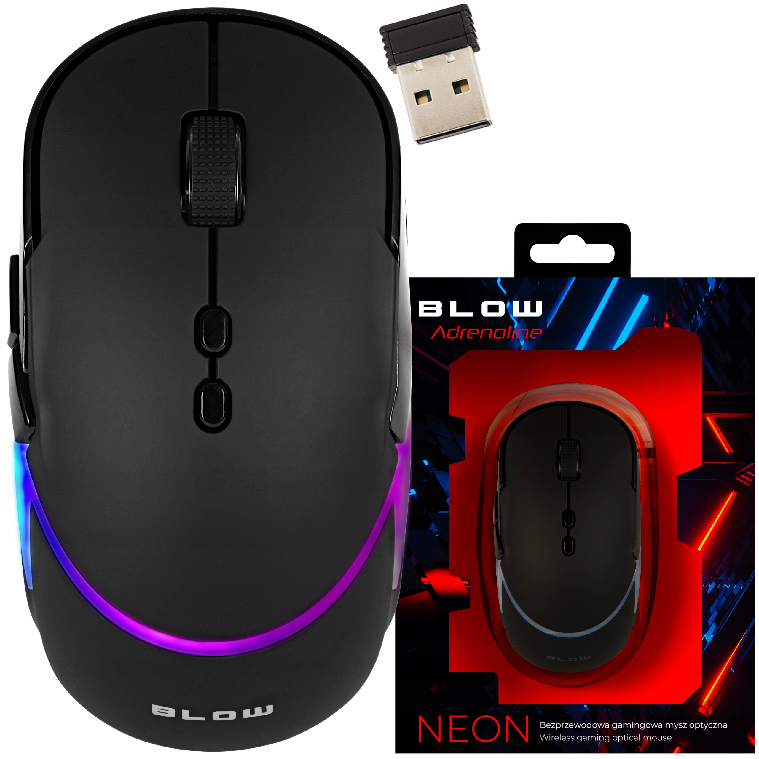 Myszka Bezprzewodowa Gamingowa Komputerowa Podświetlana Cicha Ergonomiczna