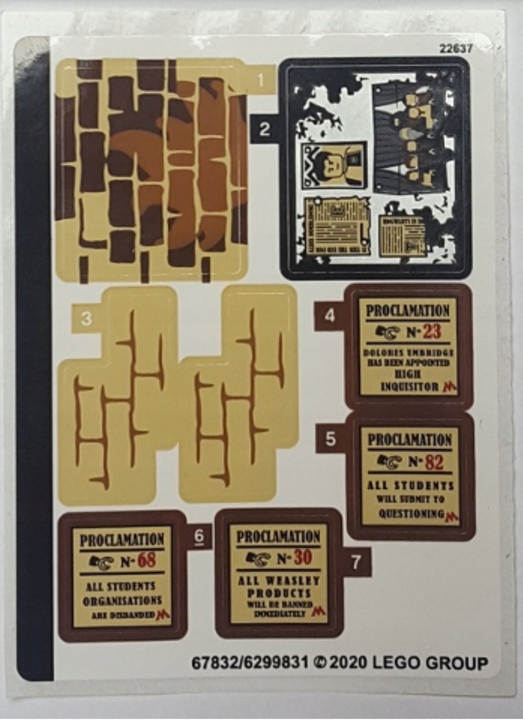 

Lego 75966stk01 Naklejki do zestawu 75966 Nowe