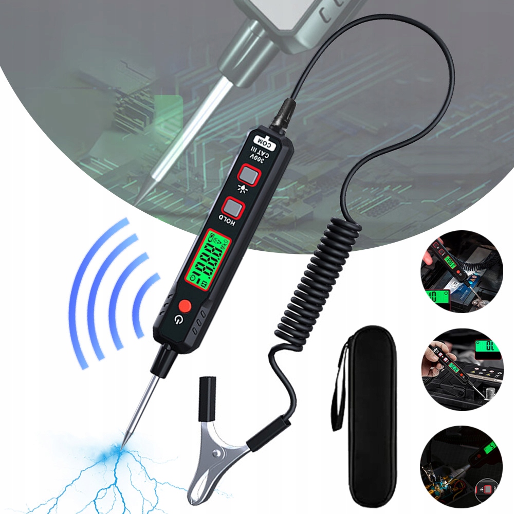 Próbnik Napięcia Samochodowy 0.8-100V Profesjonalny Wysokiej Jakości Czarny