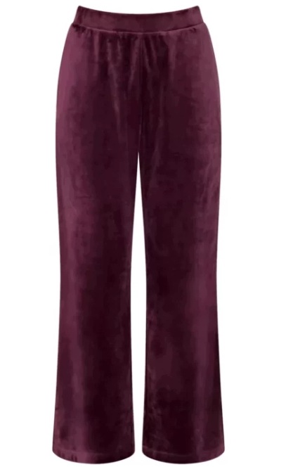 P363 Triumph velurové kalhoty Sensual Velour Wide Leg zvony bordó 44 XXL