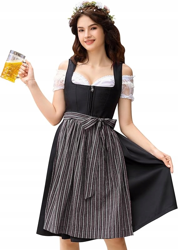 Šaty Dirndl Oktoberfest Tradiční lidová Midi s zástěrou 36 G2,8
