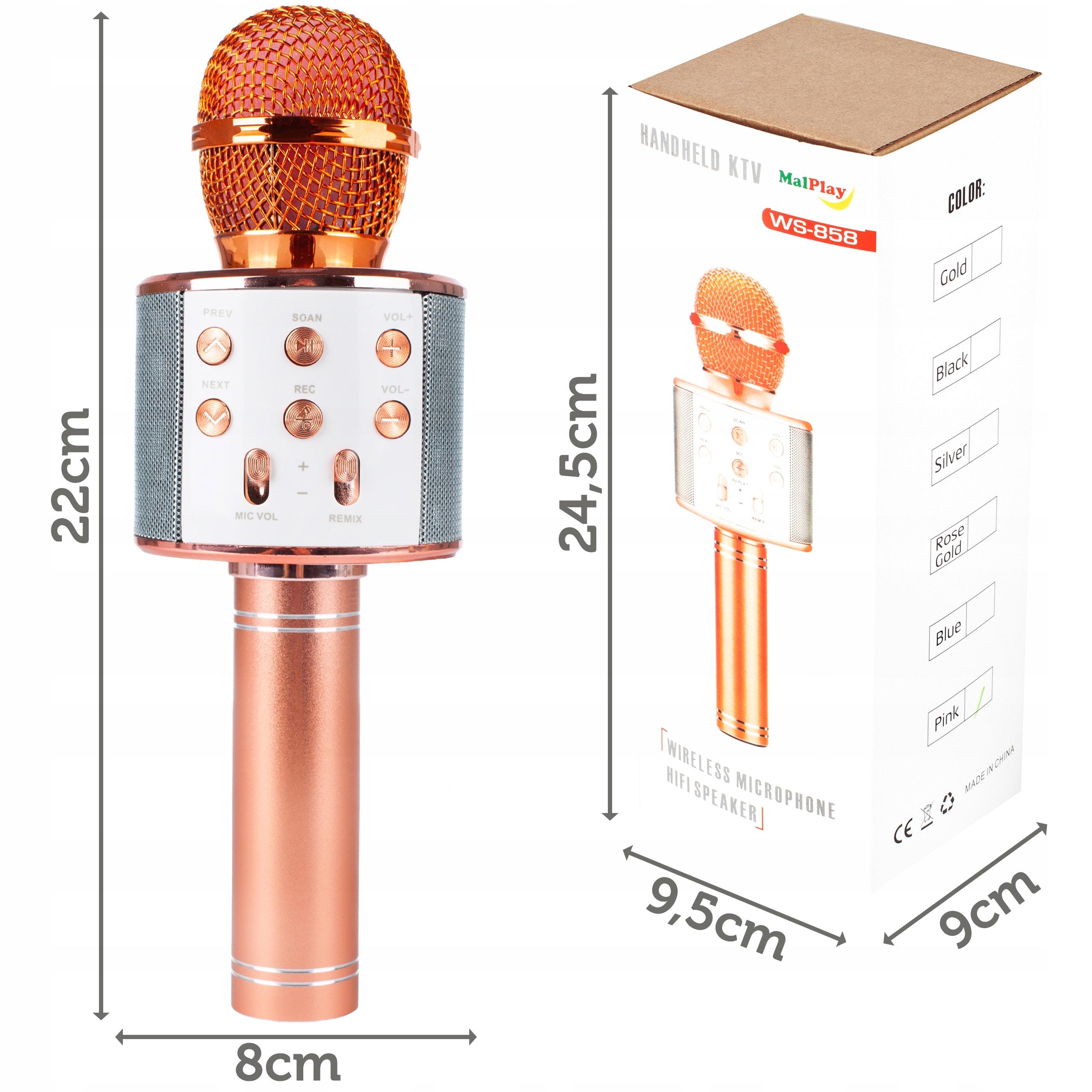 BEZDRÁTOVÝ BLUETOOTH KARAOKE MIKROFONNÍ REPRODUKTOR EAN (GTIN) 5901924222309