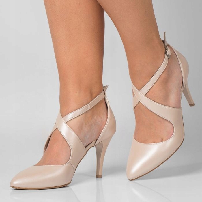 Béžové Perleťové Sandály Retro Taneční Lodičky 40