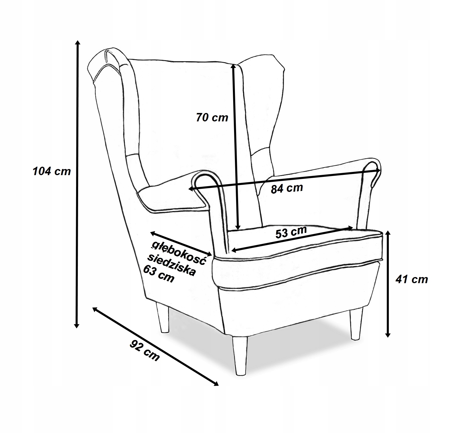 Fotel Uszak ZŁOTE LISCIE MONSTERY kobaltowy wzór Głębokość mebla 92 cm