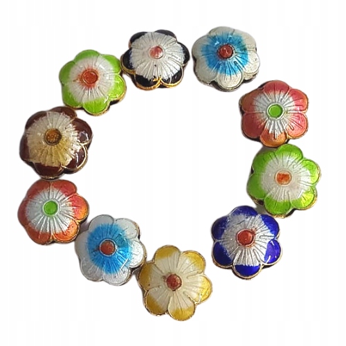 Koralik cloisonne kwiatek 12mm wybrany losowo