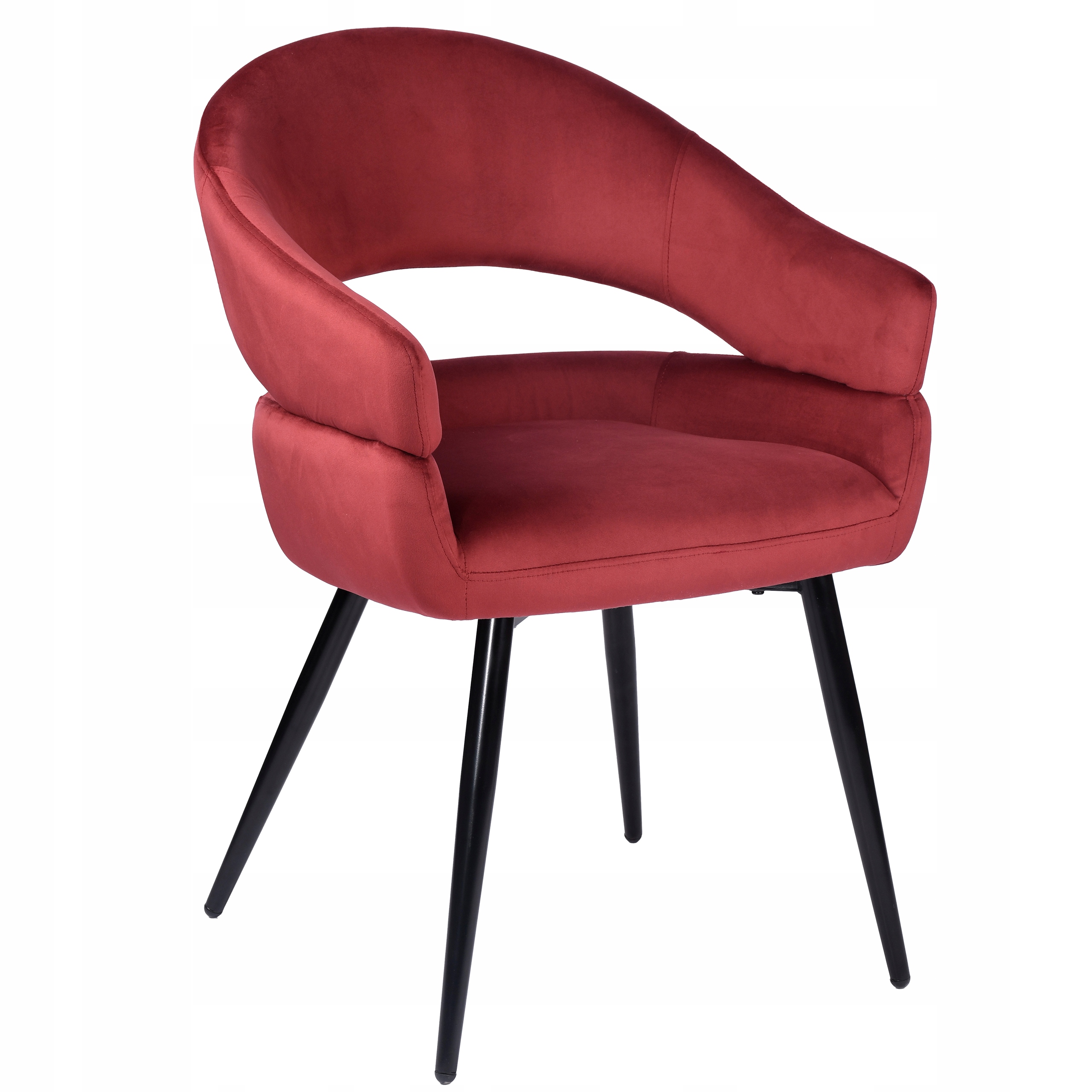 Krzesło tapicerowane bordowe do salonu ze sprężynami w siedzisku Ovio