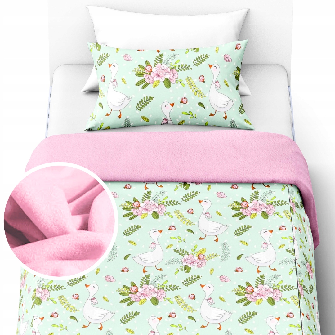 Izolované Povlečení 140x200+1x70x80 Fleece Bavlna Teplý zimní husí hrad