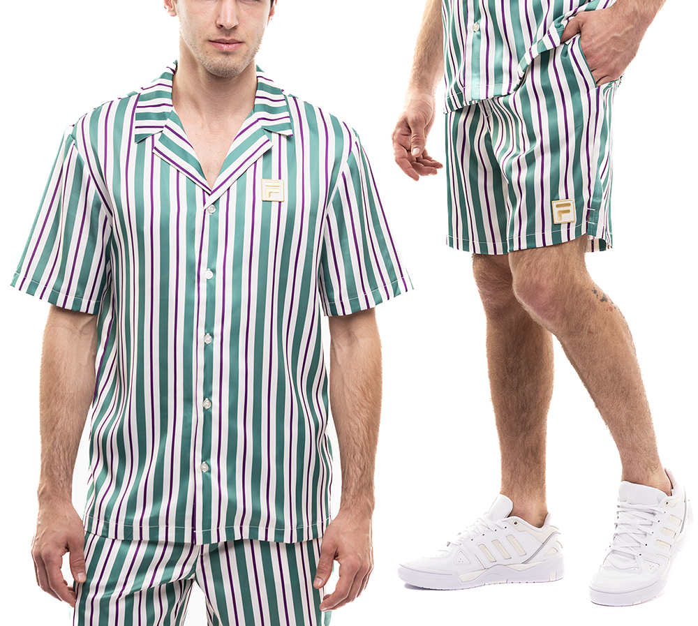 Pánský komplet Fila Košile Krátké Kraťasy s pruhy Ležérní Sportovní velikost XL