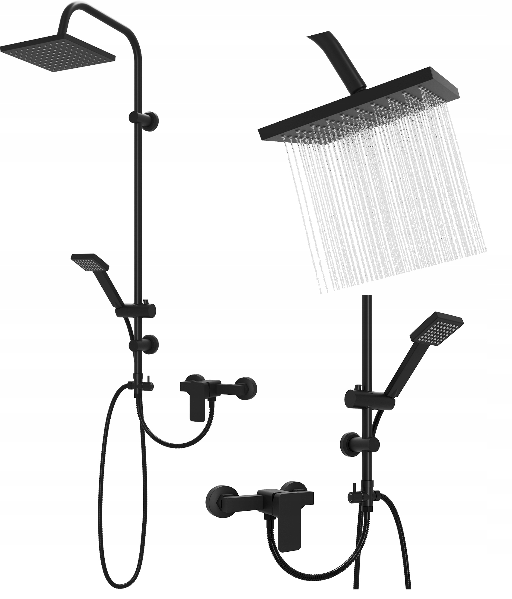 Čierna Súprava Na Sprchovanie Dažďová Sprcha Slúchadlá Erie Batéria Veri