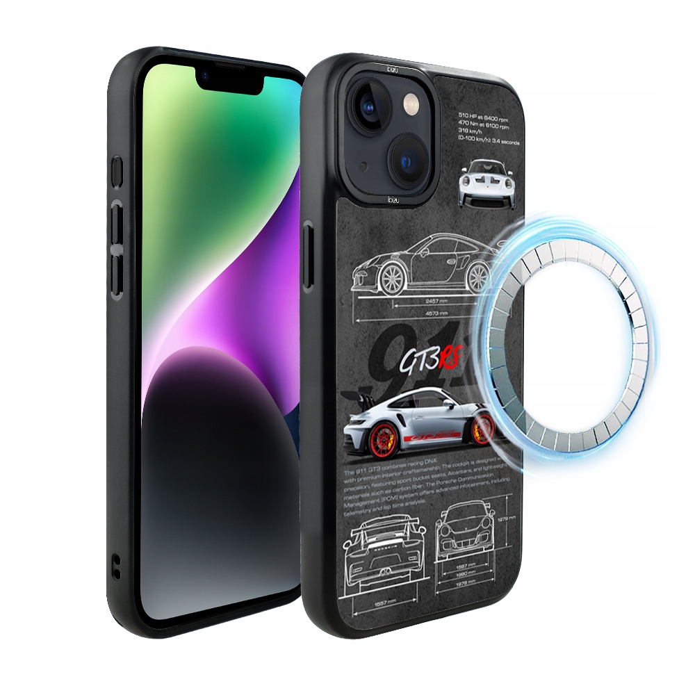 Pouzdro pro iPhone 14 Ibizu DropGuard Matné s MagSafe, TechDrive, 911 GT3 Rs