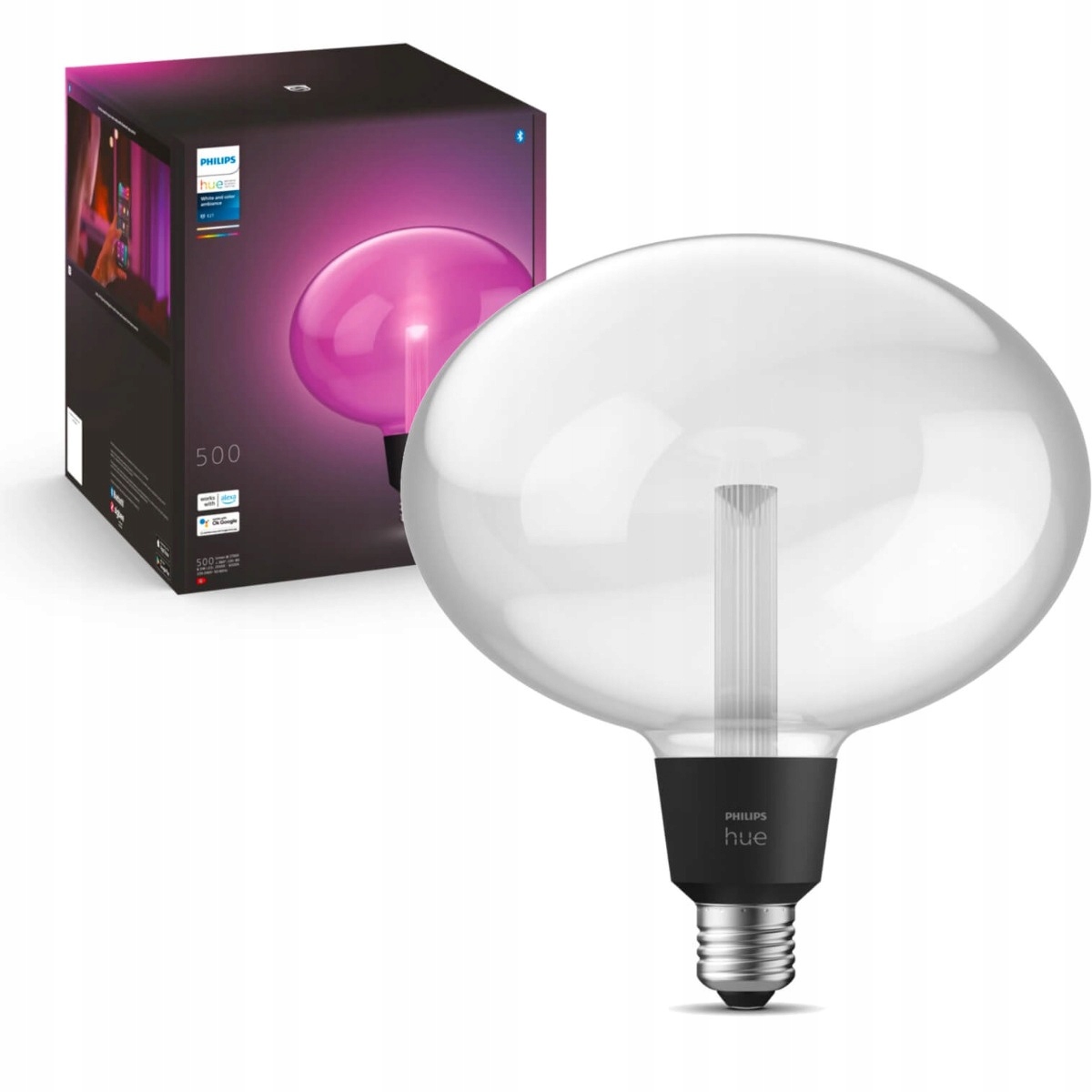 Led žárovka Elipsa E27 6,5W Cct Rgb Philips Hue Lightguide Bluetooth Zigbee