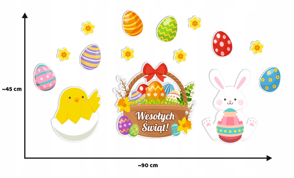 Dekoracja Wielkanocna (dwustronna, 15 elementów) Marka SzkolneNaklejki