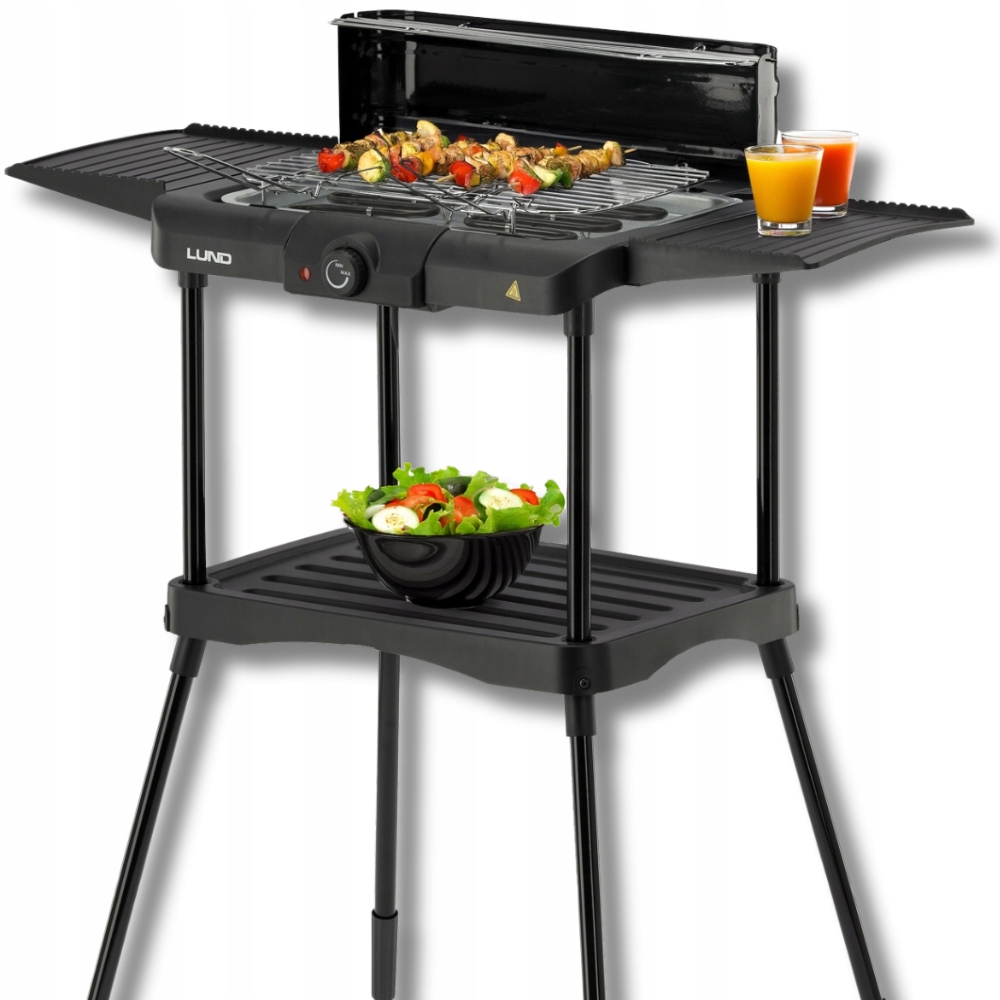 Velký zahradní Elektrický Gril Termostat stojící 2000W ocelový Rošt