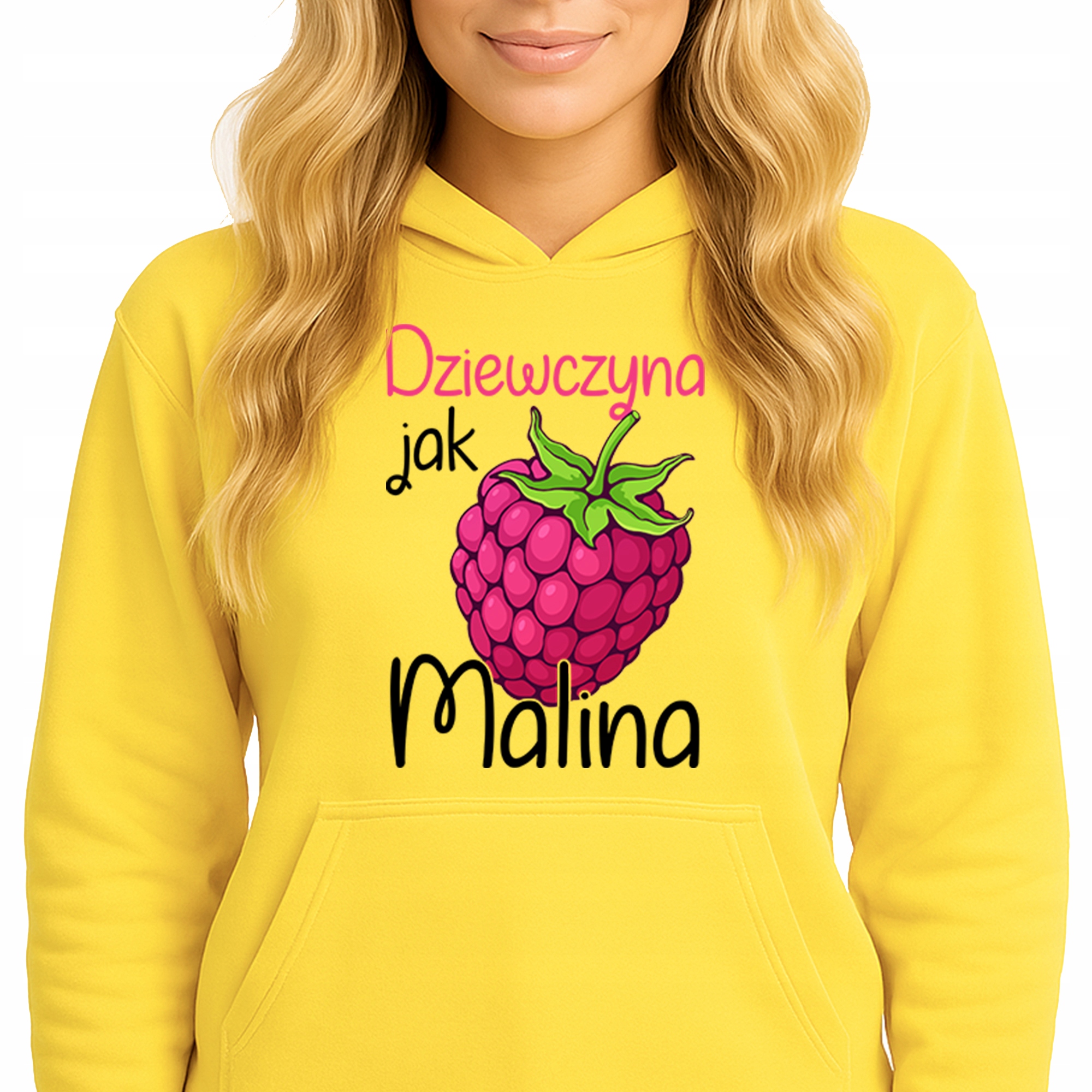 Mikina S Kapucí Žlutá bavlněná mikina Módní dívka jako malina S