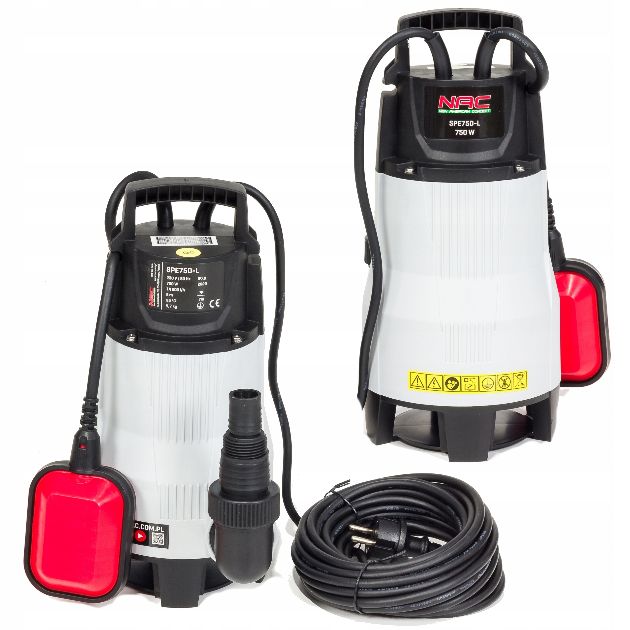 Pompa Ogrodowa Zatapialna Do Brudnej Wody Nac SPE75-D-L 750W 14000L/H 230V