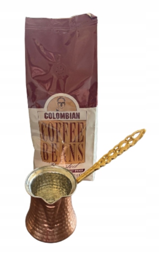 Zestaw tygielek miedziany 250ml z kawą ziarnistą Mehmet Efendi 500g