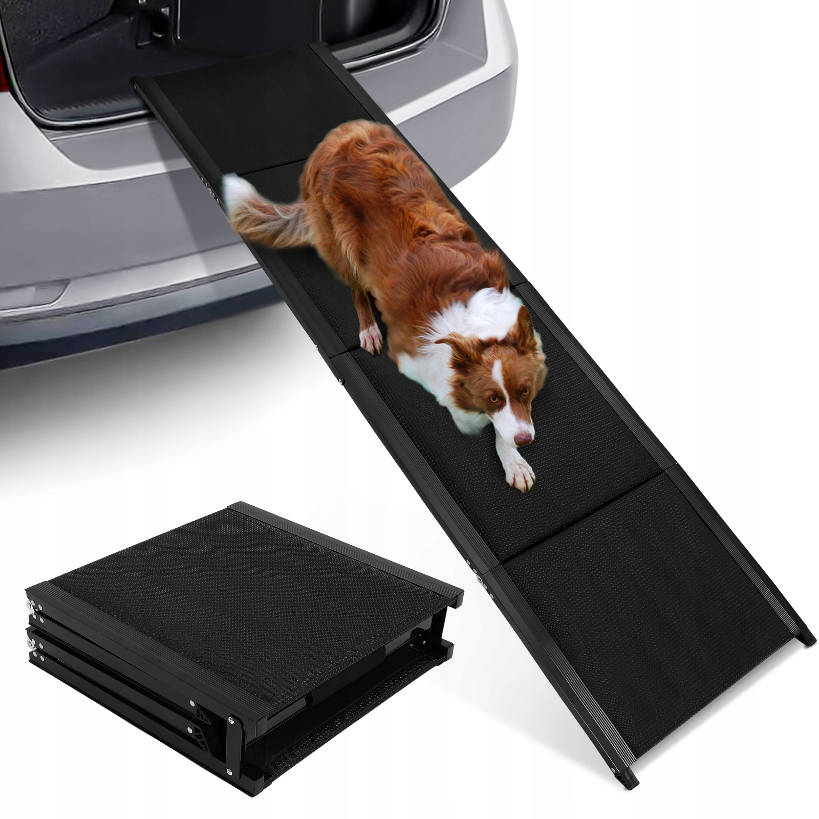 Levně Skládací Rampa pro psy do auta 180x50 cm, nosnost 100 kg, Stabilní, Protiskluzová, kovová