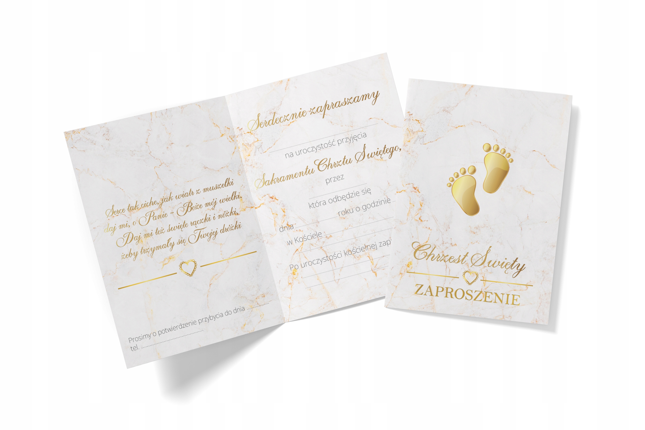 Zaproszenia na chrzest złote stópki EAN (GTIN) 5906196680512