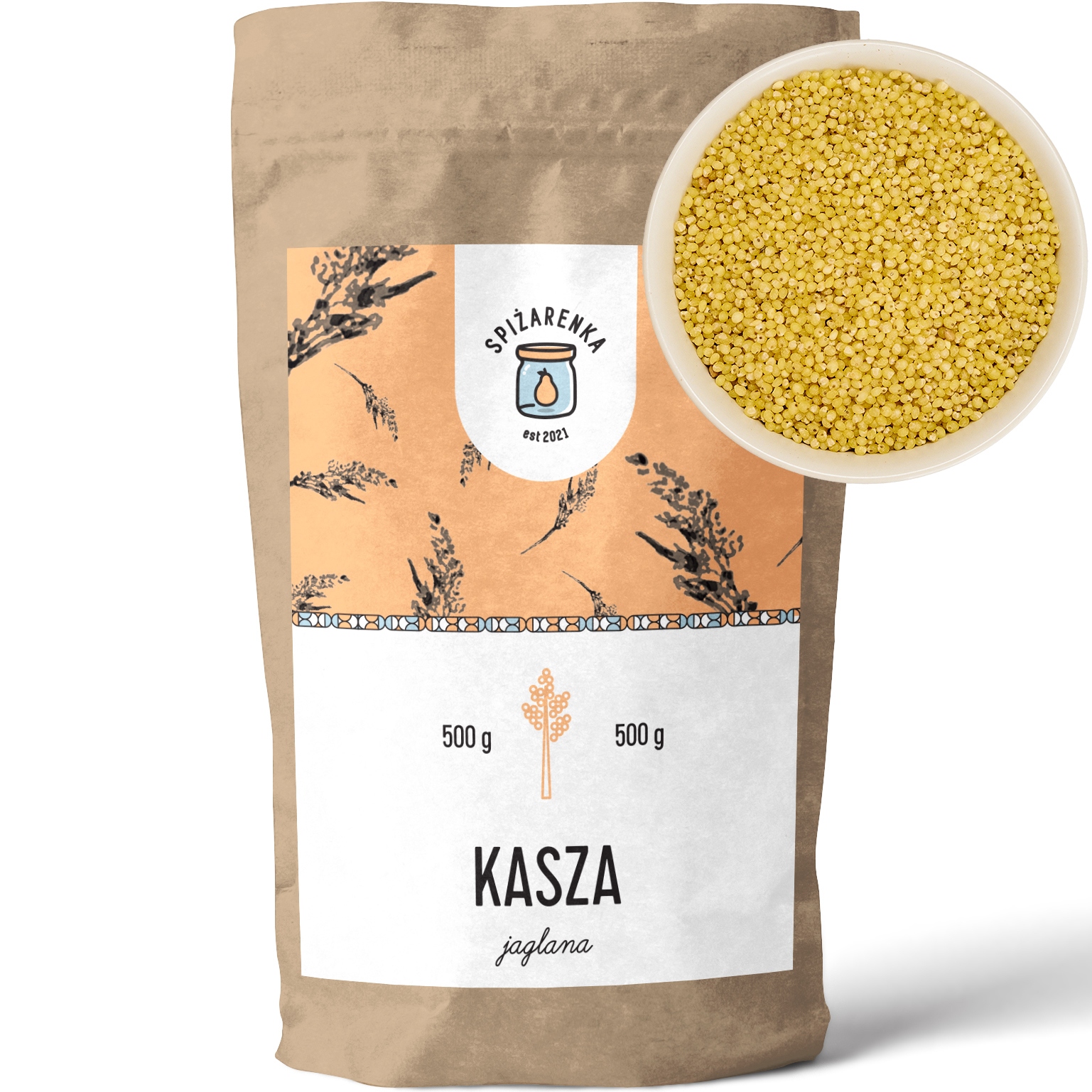 Levně 8X Jáhlová Kaše Sypka Polská přírodní Velký Balíček 500g Spiżarenka