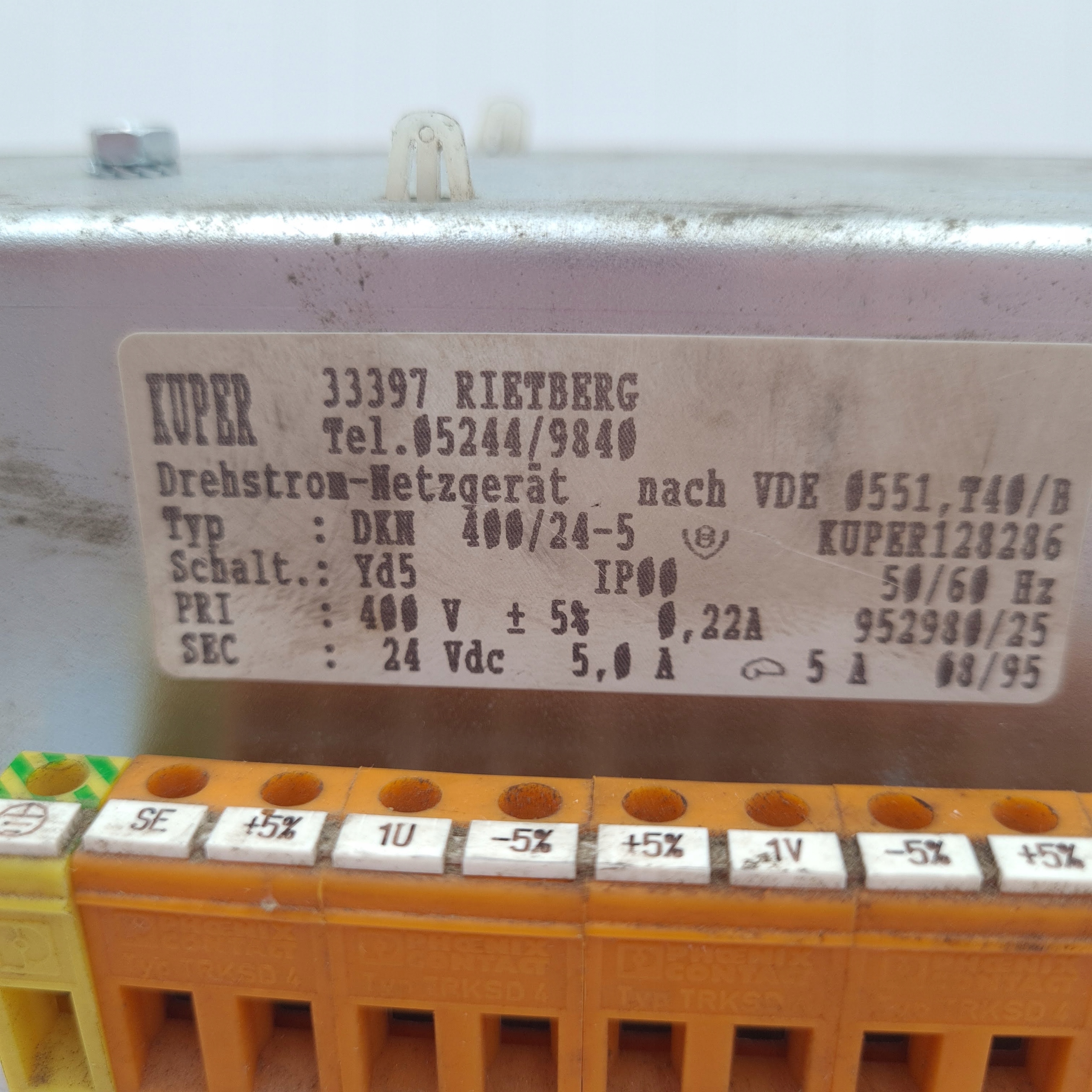 Transformator Kuper typ DKN 400/24-5 EAN (GTIN) 4010995211899