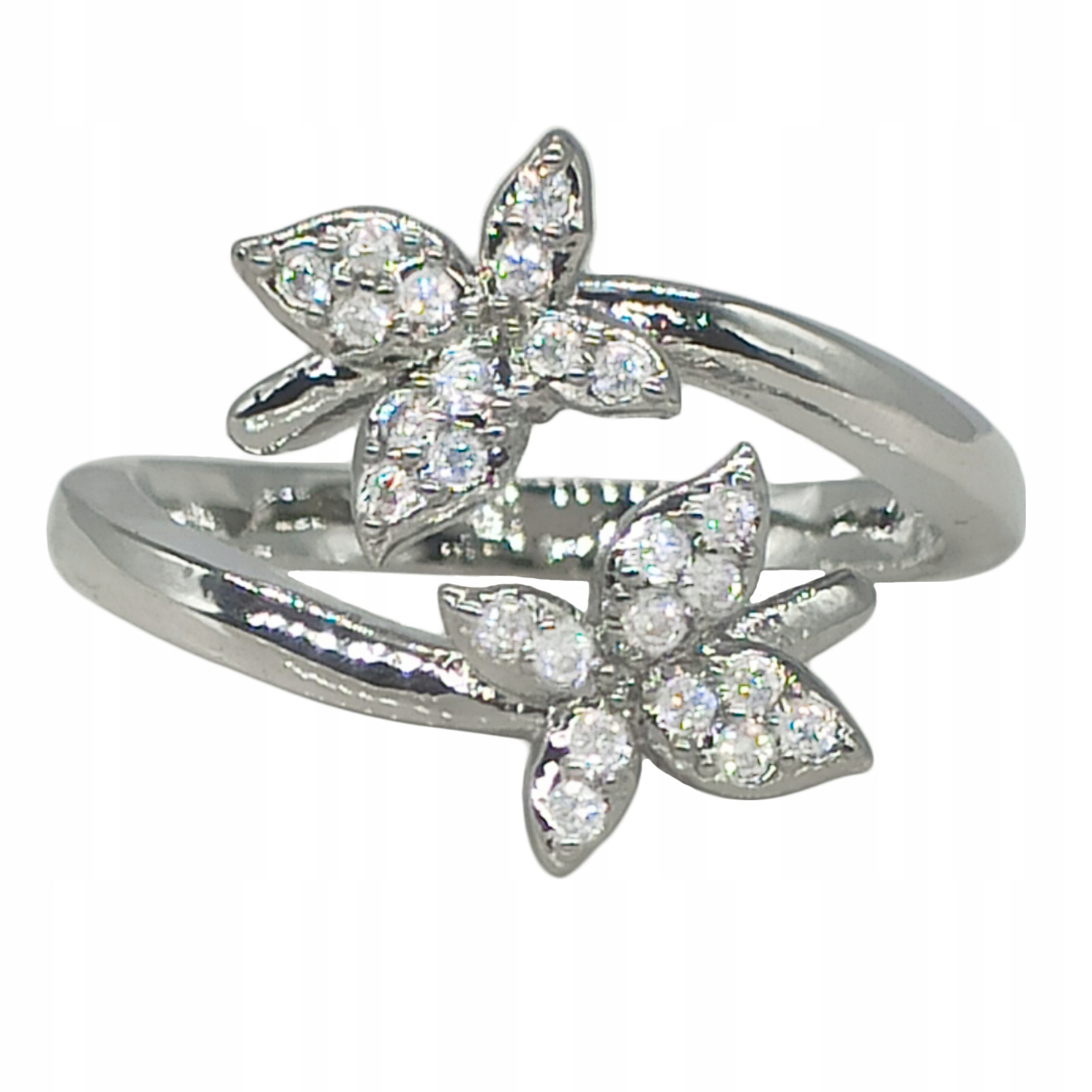 

Pierścionek Motyle błyszczące cyrkonie srebr PR117