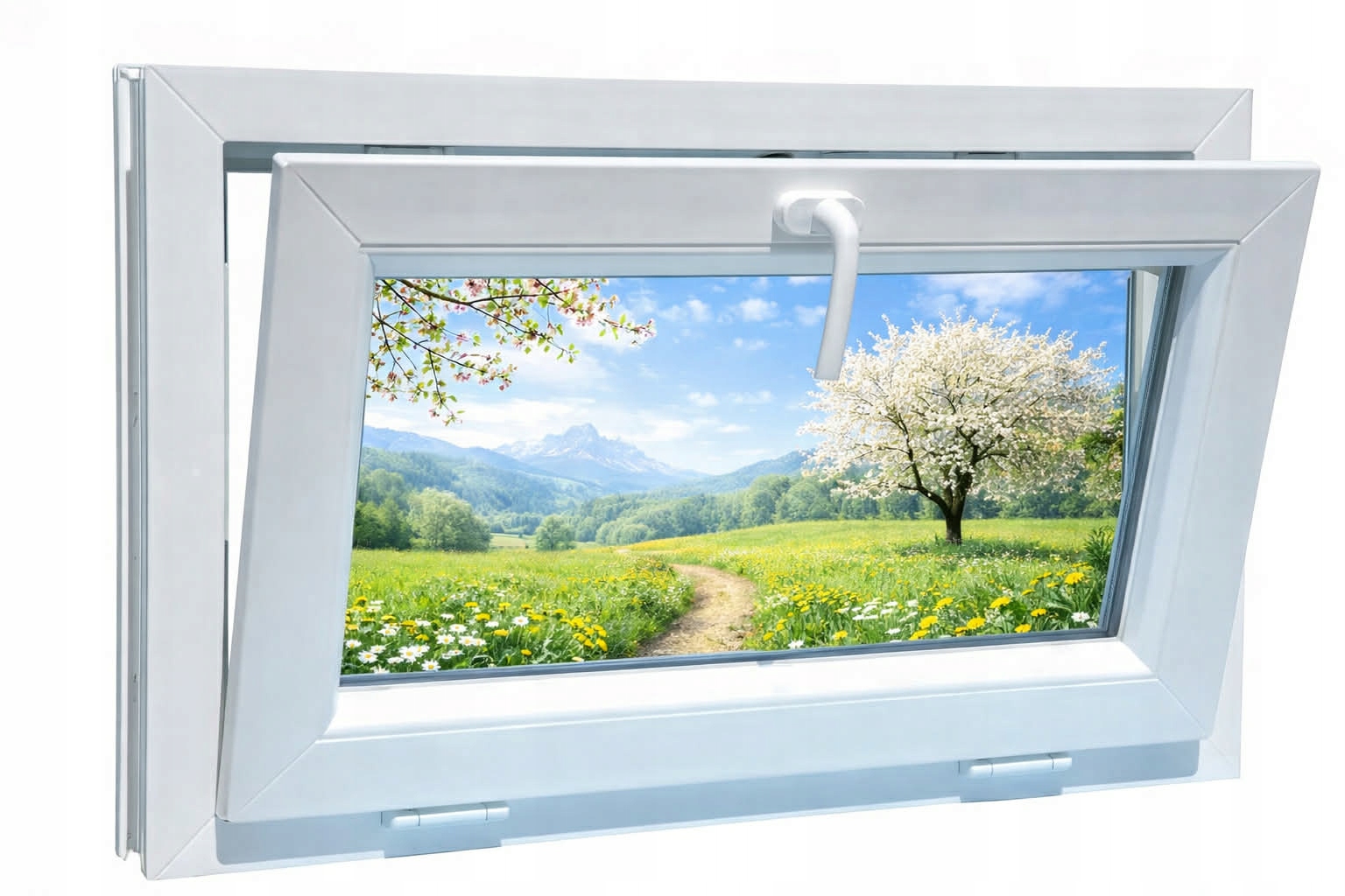 Okno bílé Pvc Výklopné 80x60 800x600 dvousklo, výklopné shora Pevné