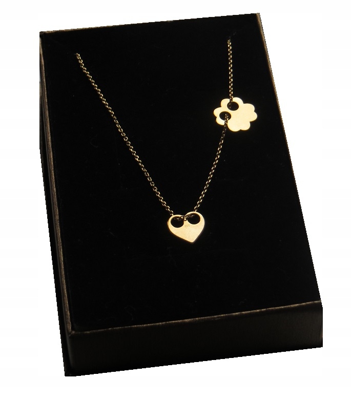 

Złoty naszyjnik dwie zawieszki serce koniczynka