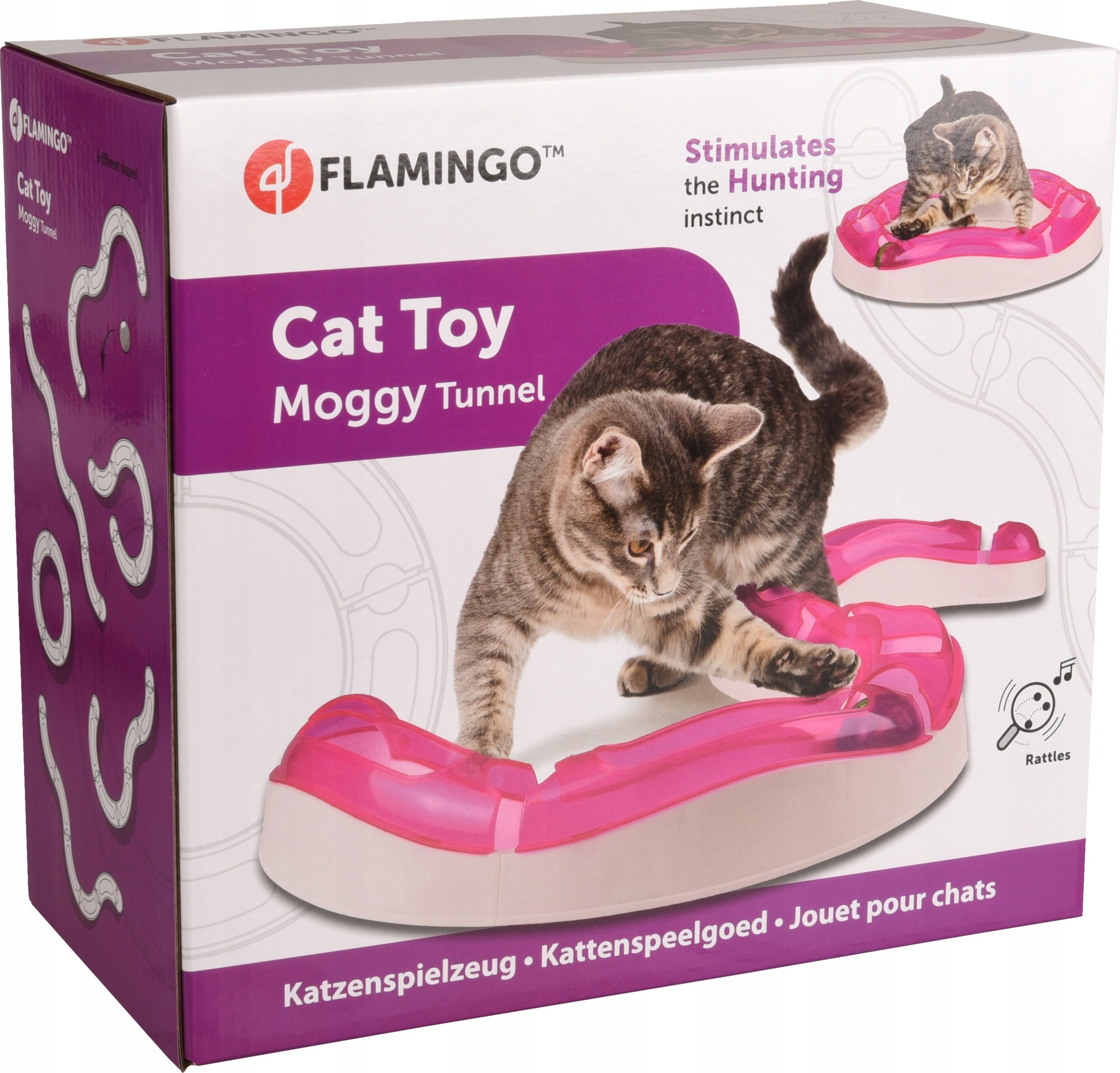 Levně Flamingo Moggy Interaktivní hračka pro kočky Růžová/bílá